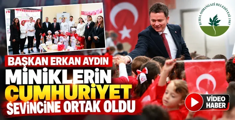 Başkan Erkan Aydın, miniklerin Cumhuriyet sevincine ortak oldu